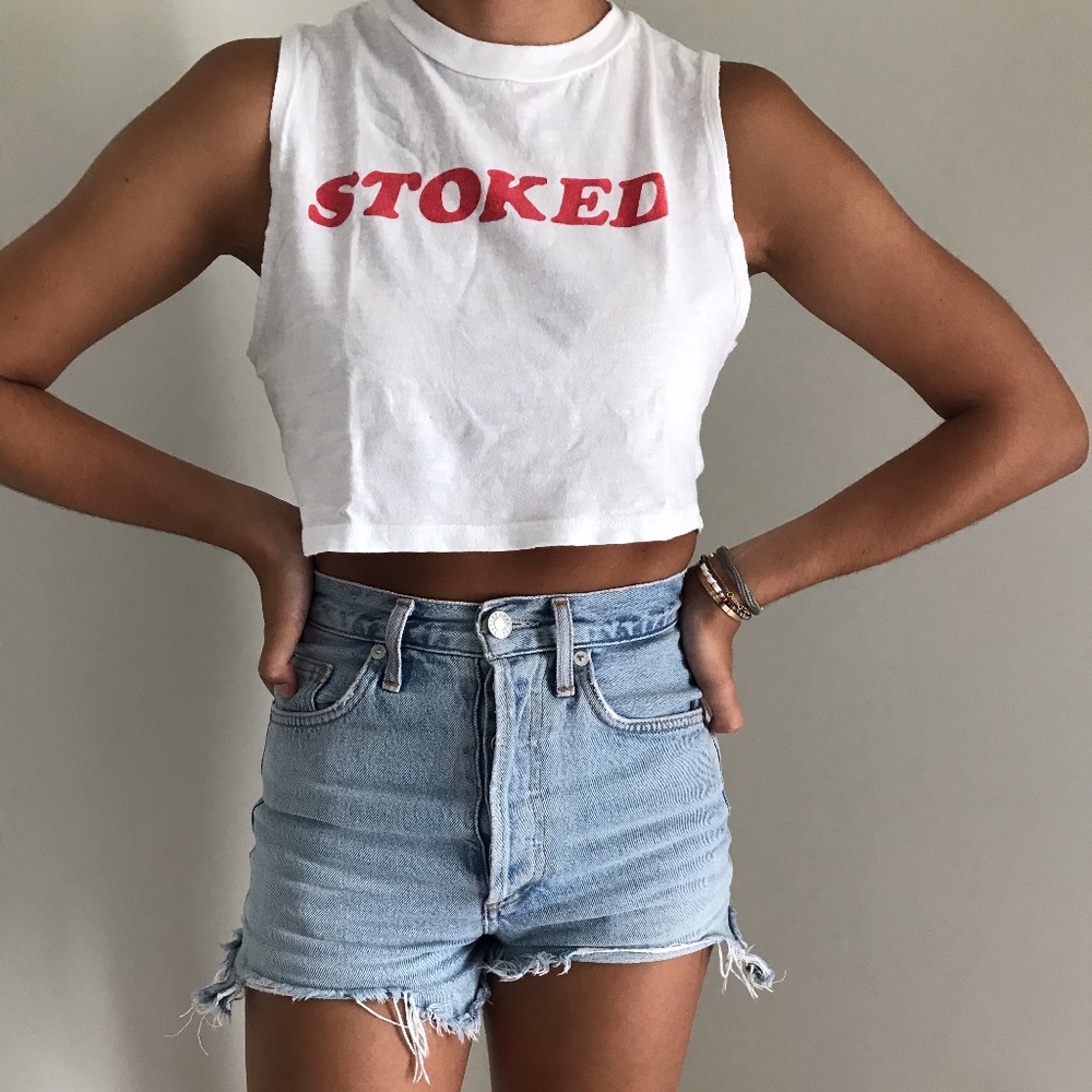 Billabong "Stoked" White Cropped Tank